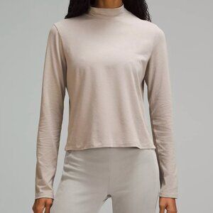 👚 Lululemon Classic-Fit Cotton-Blend Mockneck Long-Sleeve Shirt Size 6